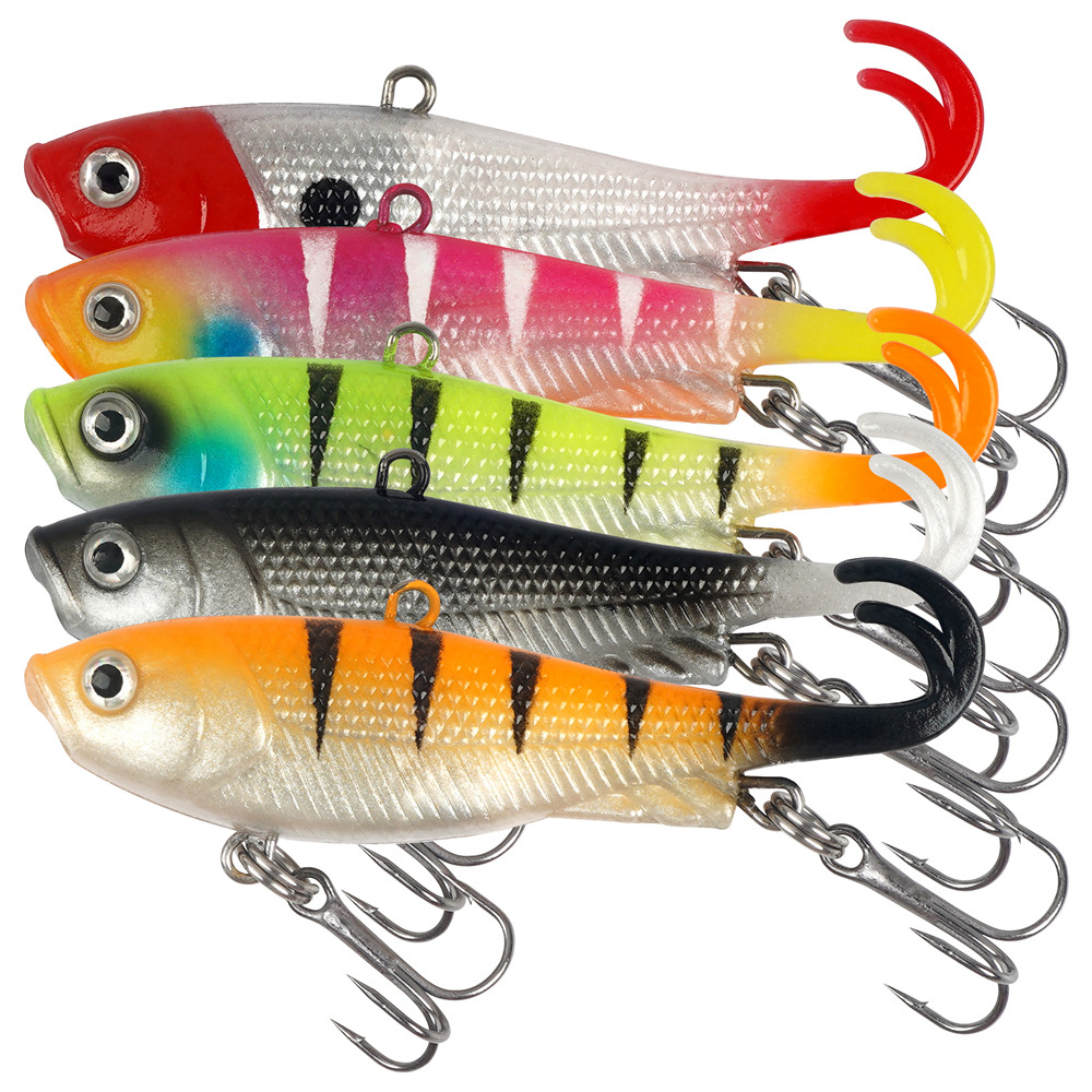 Fishing Equipment For Trout - 5Pcs Pre-Rigged Jig Head Wobbler Soft